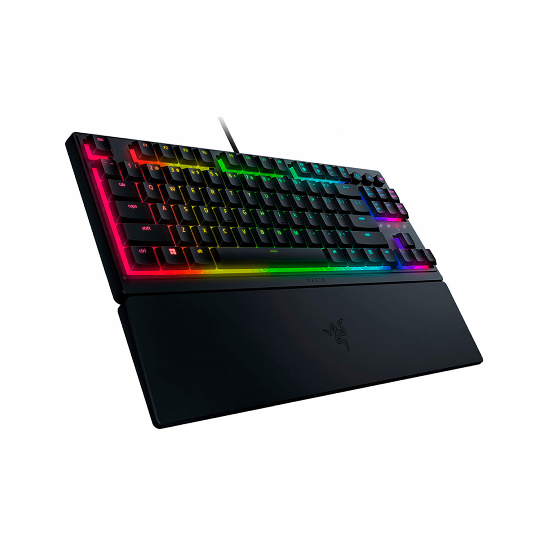Клавиатура, Razer, Ornata V3 Tenkeyless - Russian Layout, RZ03-04881600-R3R1, Игровая, Комбинированные мембранные + механические, Программируемые клавиши, 10 Зон освещения Razer Chroma ™ RGB, Подставка для запястий, USB, Размер: 463*224*32.5 мм., Рус, Чёрный