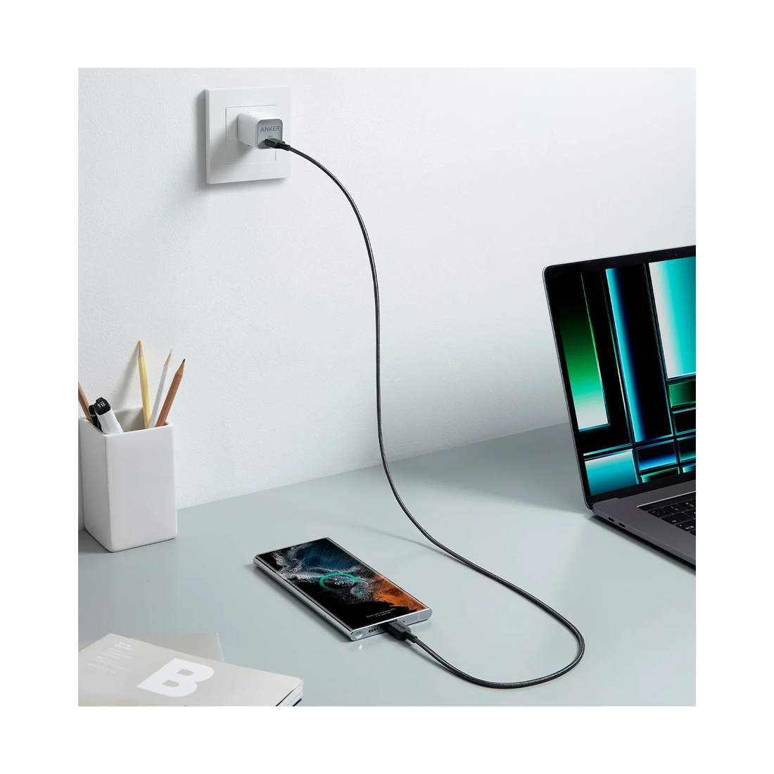 Интерфейсный кабель, Anker, 322 (A81H5G11), USB-C to USB-C,1М, Черный