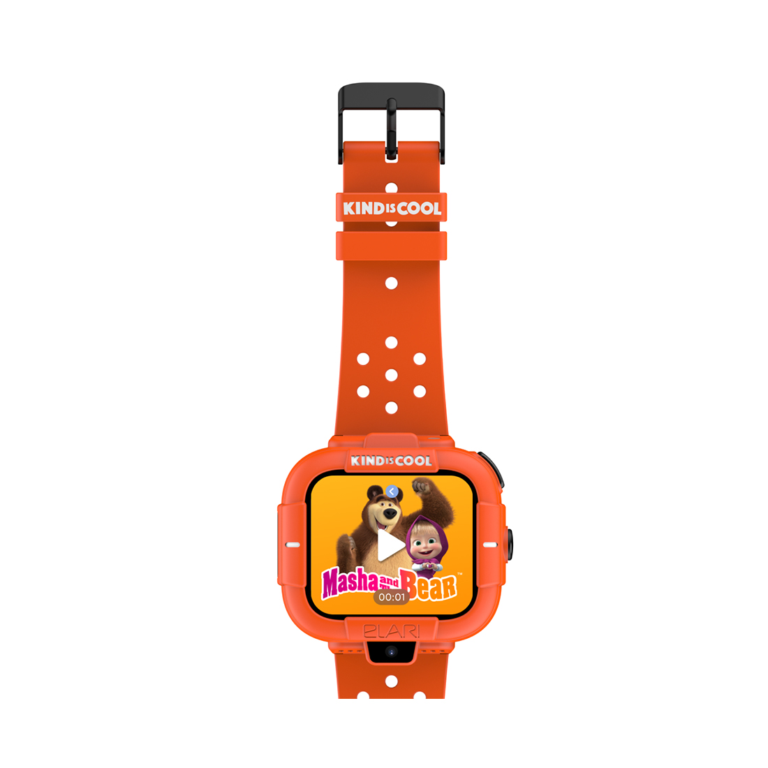 Смарт часы, Elari, KidPhone Masha and the Bear, IPS дисплей 1.7 дюйма, Разрешение 320 х 380, Водонепроницаемые (IP67), Аккумулятор 620 мАч, Время работы до 7 дней, Оранжевый