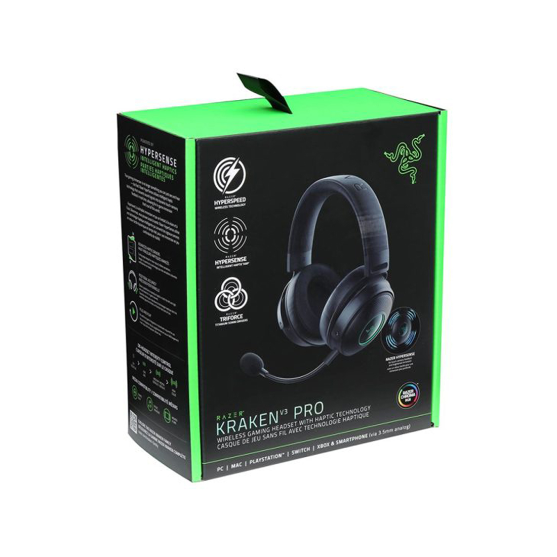 Гарнитура, Razer, Kraken V3 Pro, RZ04-03460100-R3M1, Игровая гарнитура, Микрофон поворотный гибкий, Динамики 50 мм, Диапазон частот: 20Гц– 20кГц , Чувствительность при 1 кГц: 96 дБ SPL/мВт, Чёрный