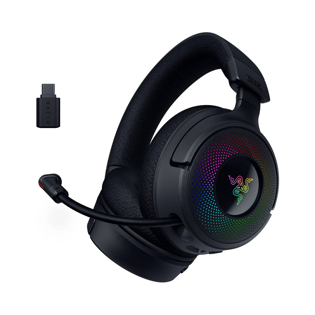 Гарнитура, Razer, Kraken V4, RZ04-05170100-R3M1, Игровая гарнитура, Микрофон выдвижной сверхширокополосный, Динамики 40 мм, 12–28 000 Гц, 98 дБ, Беспроводные, Чёрный