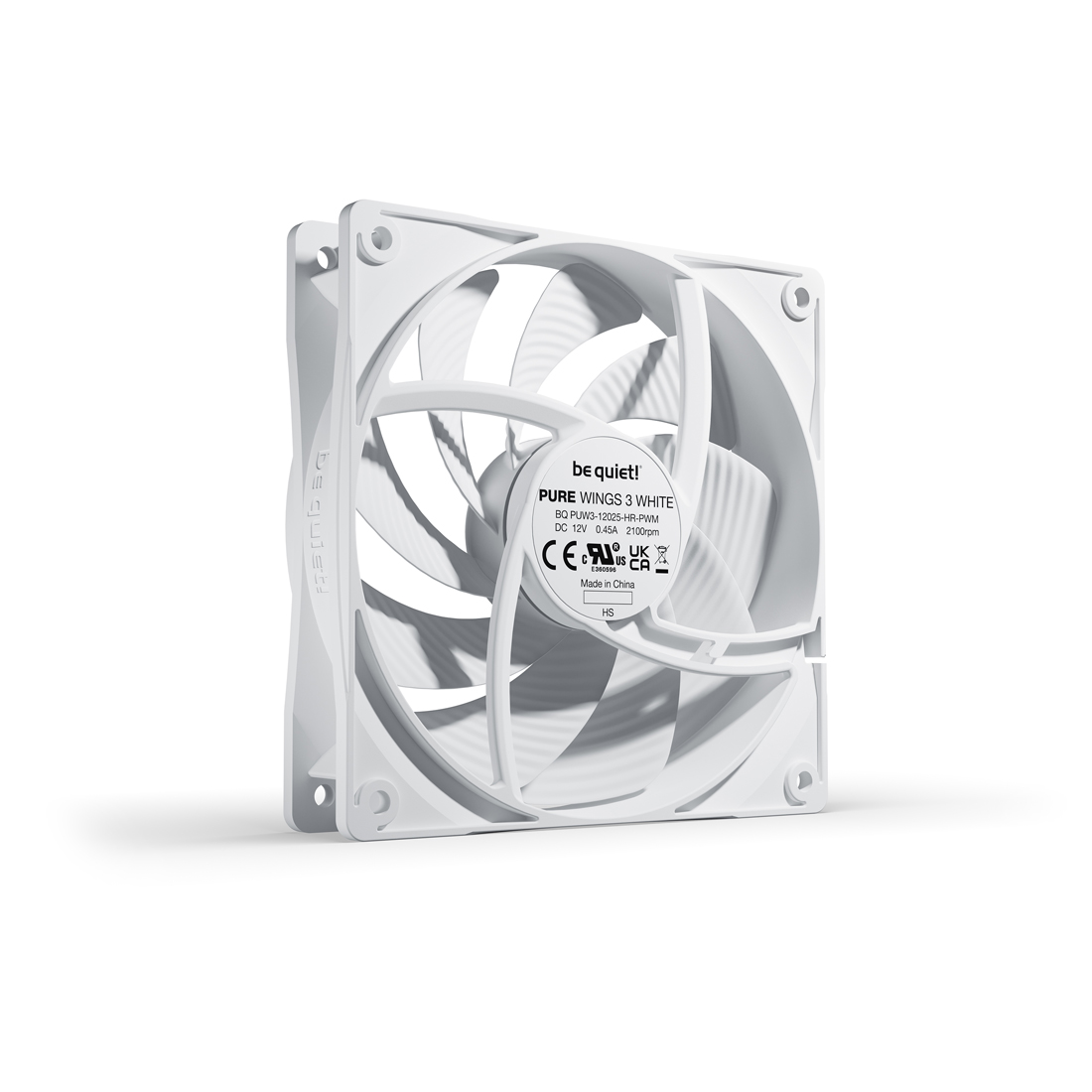 Вентилятор для компьютерного корпуса, Bequiet!, Pure Wings 3 high-speed White, BL111, 120мм PWM, 2100 об.мин, 59.46/101.2 CFM, 30.5 dB(A), 4-pin PWM, 120 x 120 x 25мм, Белый