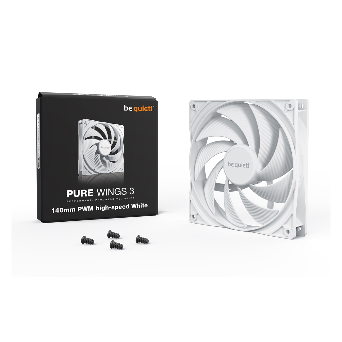 Вентилятор для компьютерного корпуса, Bequiet!, Pure Wings 3 140мм PWM High-Speed White high-speed White, BL113, 1800 об.мин, 72.3 / 122.6 CFM, 30.5 dB(A), 4-pin PWM, 140 x 140 x 25мм, Белый