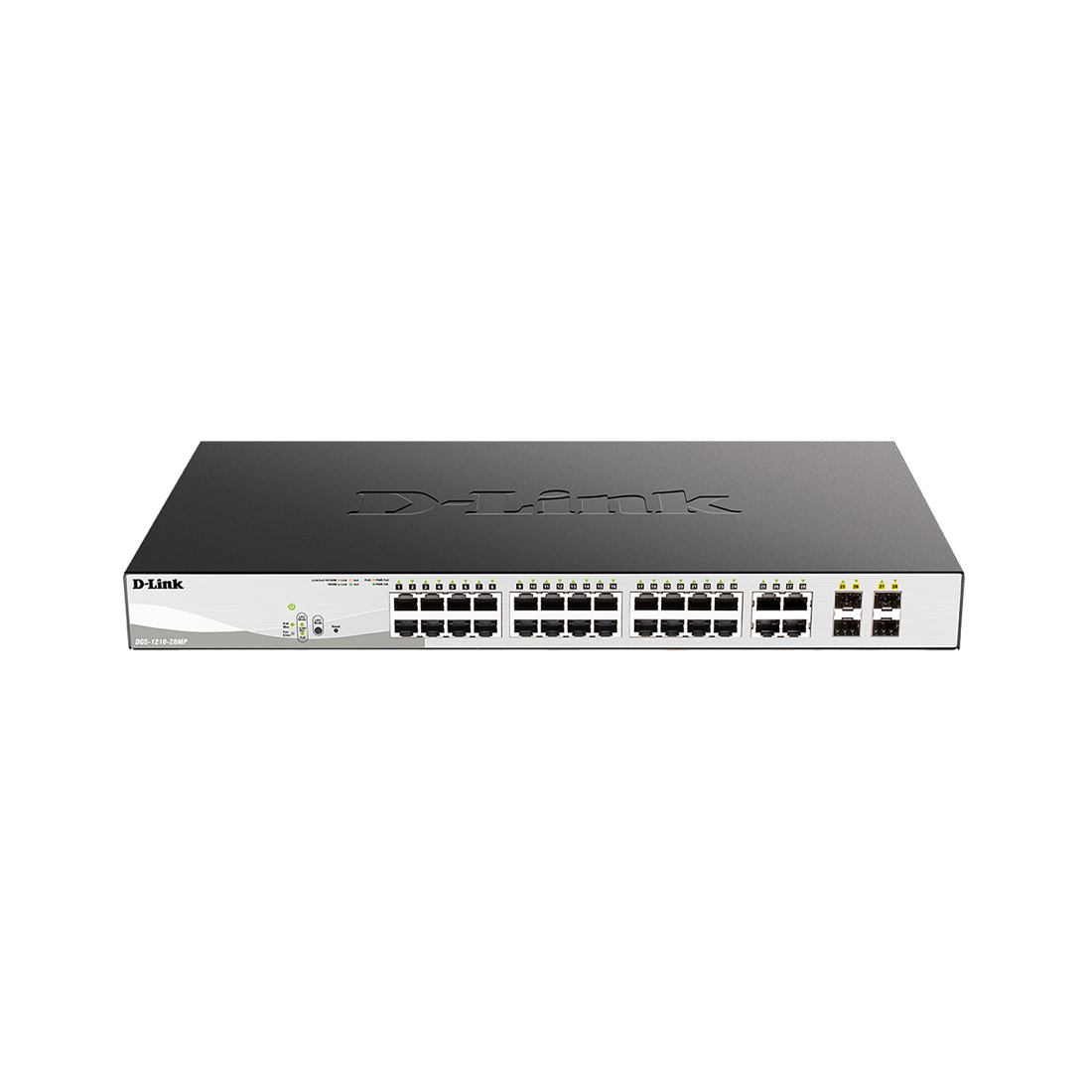 Коммутатор, D-Link, DGS-1210-28MP/F3A, Управляемый L2, 24 порта 10/100/1000Base-T, PoE 802.3af/at, PoE-бюджет 370 Вт, 4 комбо-порта 100/1000Base-T/SFP, Стоечный