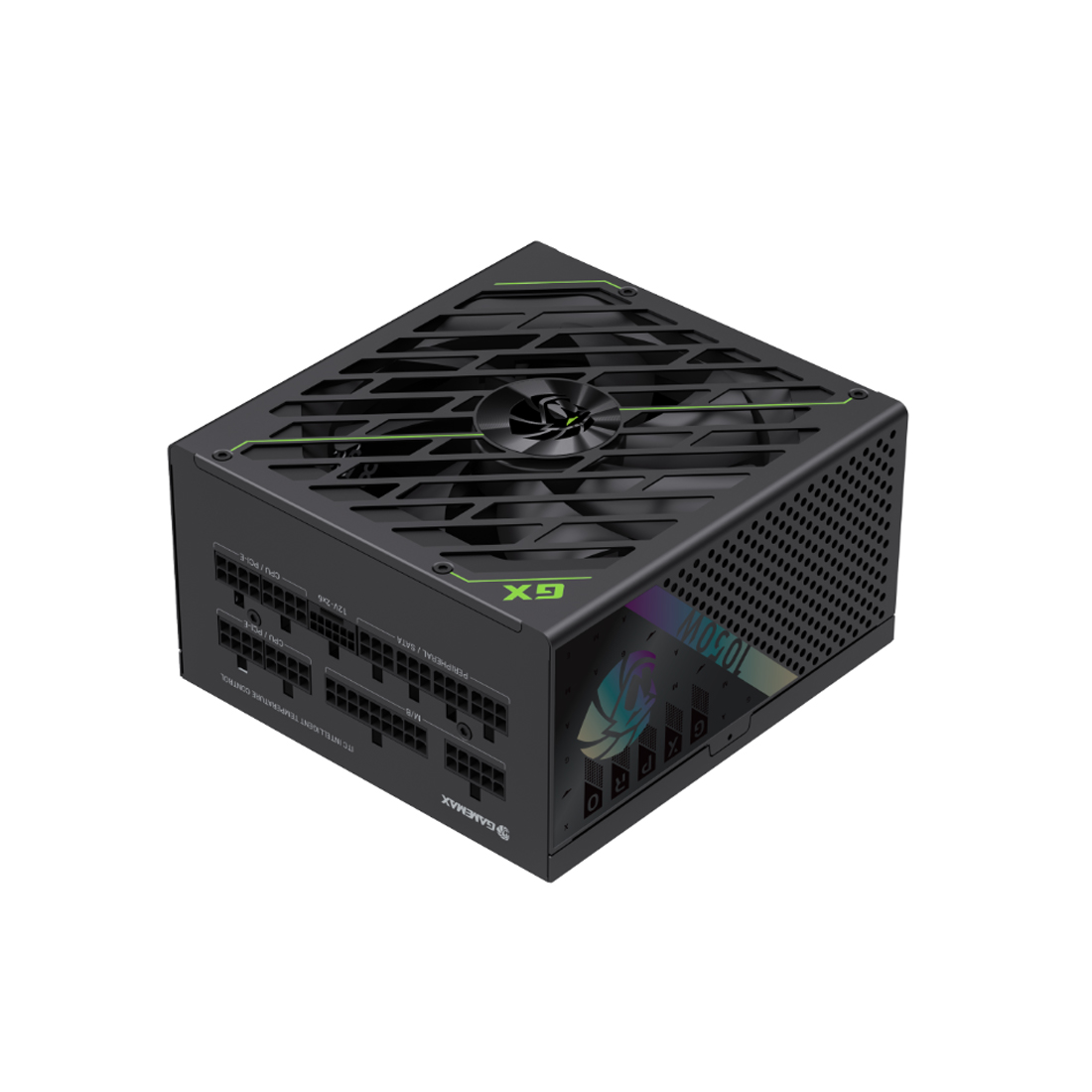 Блок питания, Gamemax, GX PRO 1050G, 2121-1050B0031, 1050W, ATX, ATX, Вентилятор 14см, 20+4 pin, 4*PCI-E 6+2 pin, 10*SATA, 3*Molex, 16*4+4 pin, 150*160*86mm мм, Черный