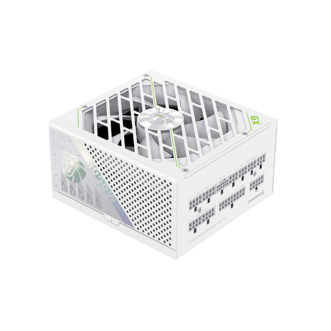 Блок питания, Gamemax, GX PRO 1050G Gold White, 2121-1050B0030, 1050W, ATX, ATX, Вентилятор 14см, 20+4 pin, 4*PCI-E 6+2 pin, 10*SATA, 3*Molex, 16*4+4 pin, 150*160*86mm мм, Белый