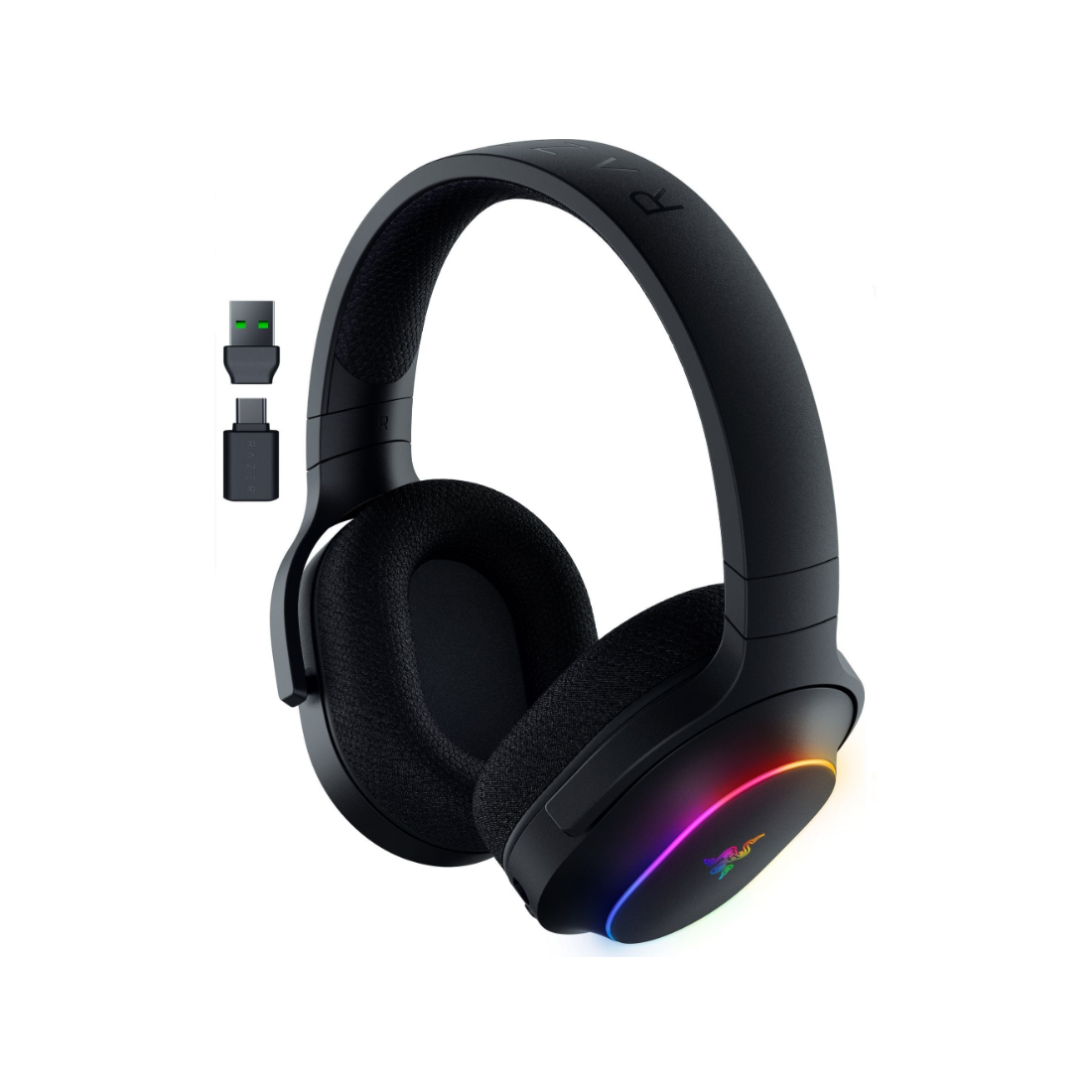 Гарнитура, Razer, Barracuda X Chroma, RZ04-05220100-R3M1, Игровая гарнитура, Динамики 40 мм, 7.1 Surround Sound, 20 – 20000 Гц, 96 дБ, 32 Ом, Микрофон однонаправленный съёмный, 100 – 10000 Гц, –42 дБ, Беспроводные, 2.4 ГГц / Bluetooth / USB, Чёрный