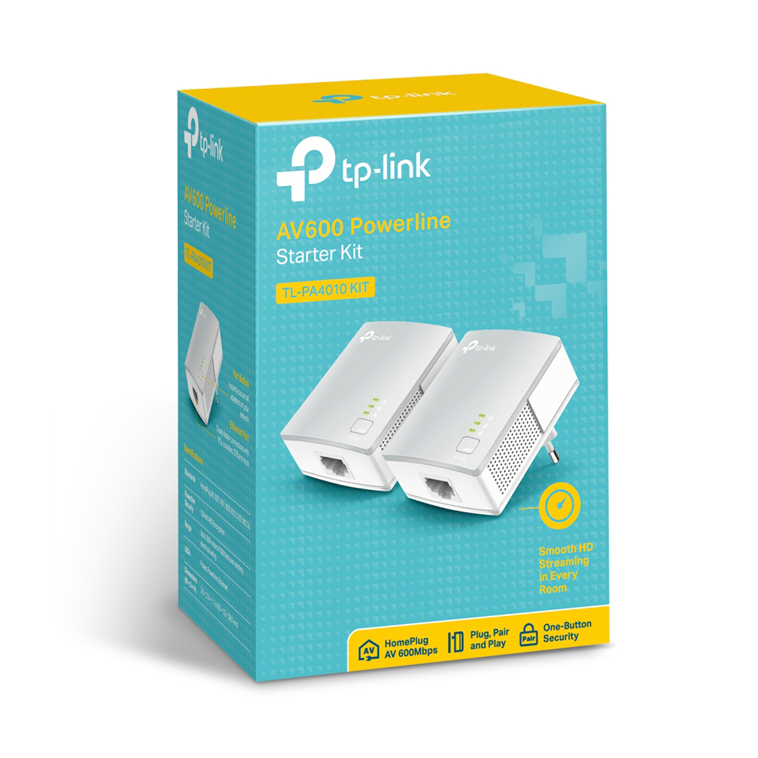 Комплект Powerline адаптеров, TP-Link, TL-PA4010KIT,высокая скорость передачи данных до 600 Мбит/с