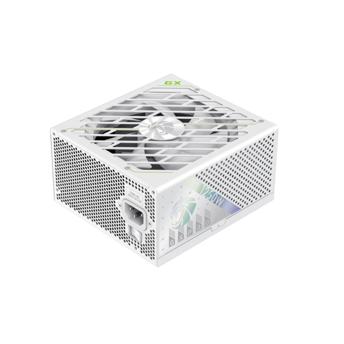 Блок питания, Gamemax, GX PRO 1250G WH, 2121-1250B0026, 1250W, Gold, ATX3.1, APFC, 20+4 pin, 1*4+4pin, 5*Sata, 3*Molex, 2*PCI-E 6+2 pin, 1*PCI-E 12+4pin, Modular, Вентилятор 13,5см, 160*150*85 см, Белый