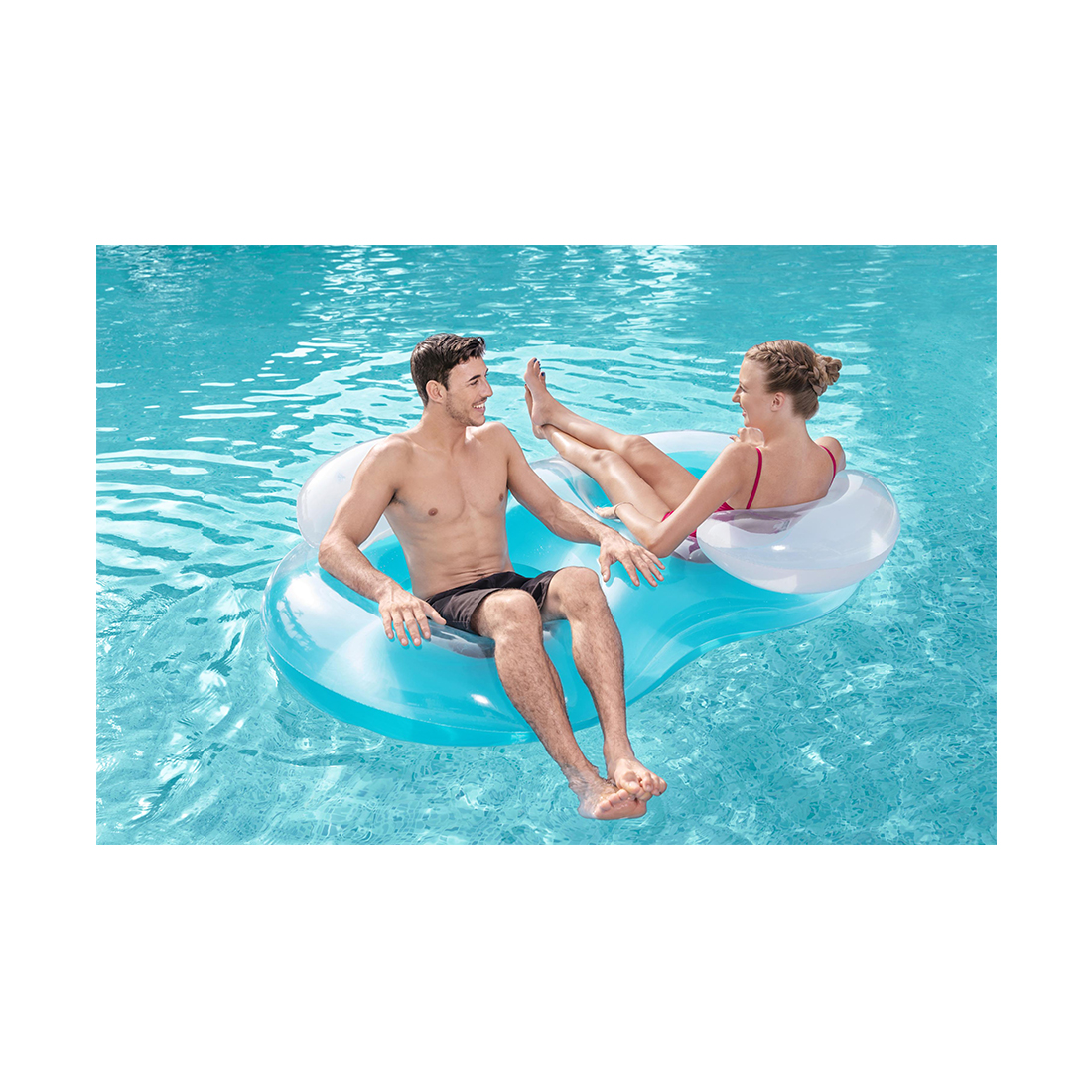 Пляжный двухместный круг для отдыха на воде Double Deluxe 188 х 117 см, BESTWAY
