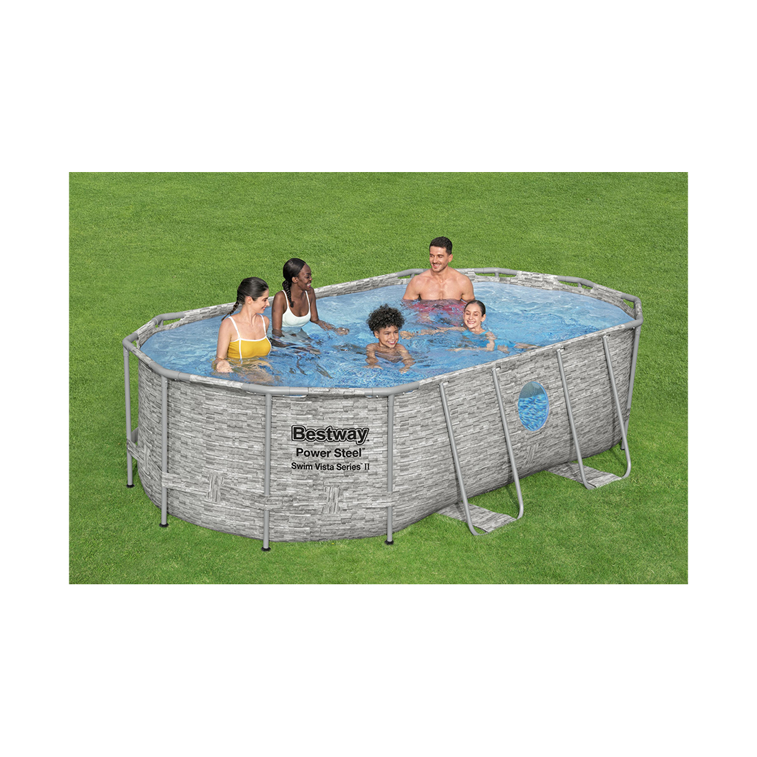 Каркасный бассейн Steel Pro MAX Splashview Oval 427 х 250 x 100 см, BESTWAY