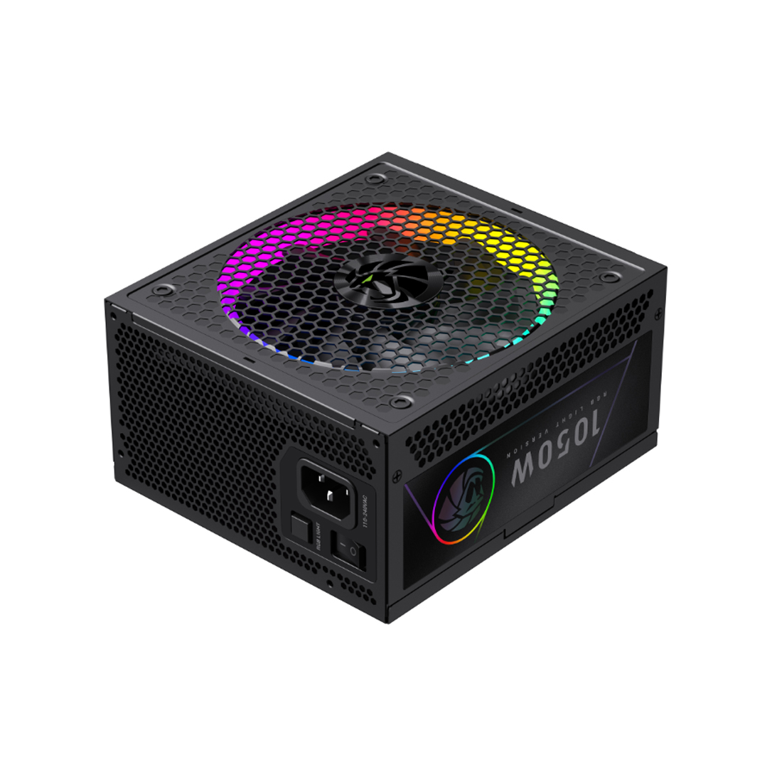Блок питания, Gamemax, RGB 1050G Gold, 2109-1050B0043, 1050W, ATX, ATX, Вентилятор 14см, 20+4 pin, 4*PCI-E 6+2 pin, 10*SATA, 3*Molex, 16*4+4 pin, 150*165*86mm мм, Черный