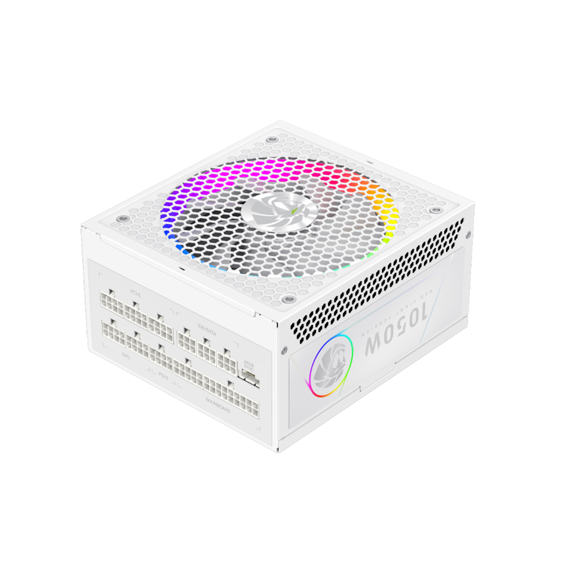 Блок питания, Gamemax, RGB 1050G Gold White, 2109-1050B0045, 1050W, ATX, ATX, Вентилятор 14см, 20+4 pin, 4*PCI-E 6+2 pin, 10*SATA, 3*Molex, 16*4+4 pin, 150*165*86mm мм, Белый