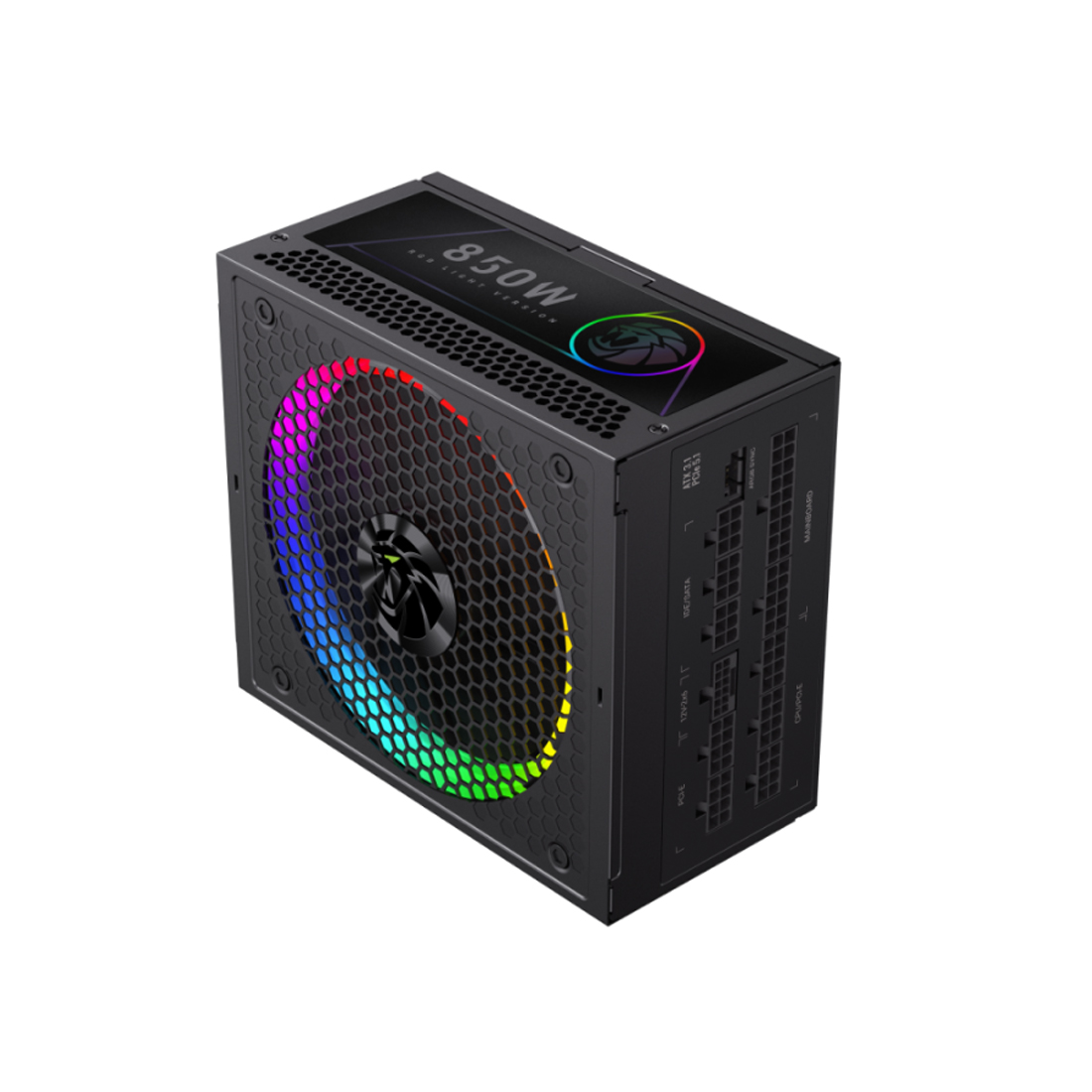 Блок питания, Gamemax, RGB PRO 850G, 2141-0850B0019, 850W, Gold, ATX3.1, APFC, 20+4 pin, 2*4+4pin, 8*Sata, 3*Molex, 3*PCI-E 6+2 pin, 1*PCI-E 12+4pin, Modular, Вентилятор 14см, 165*150*86 см, Черный