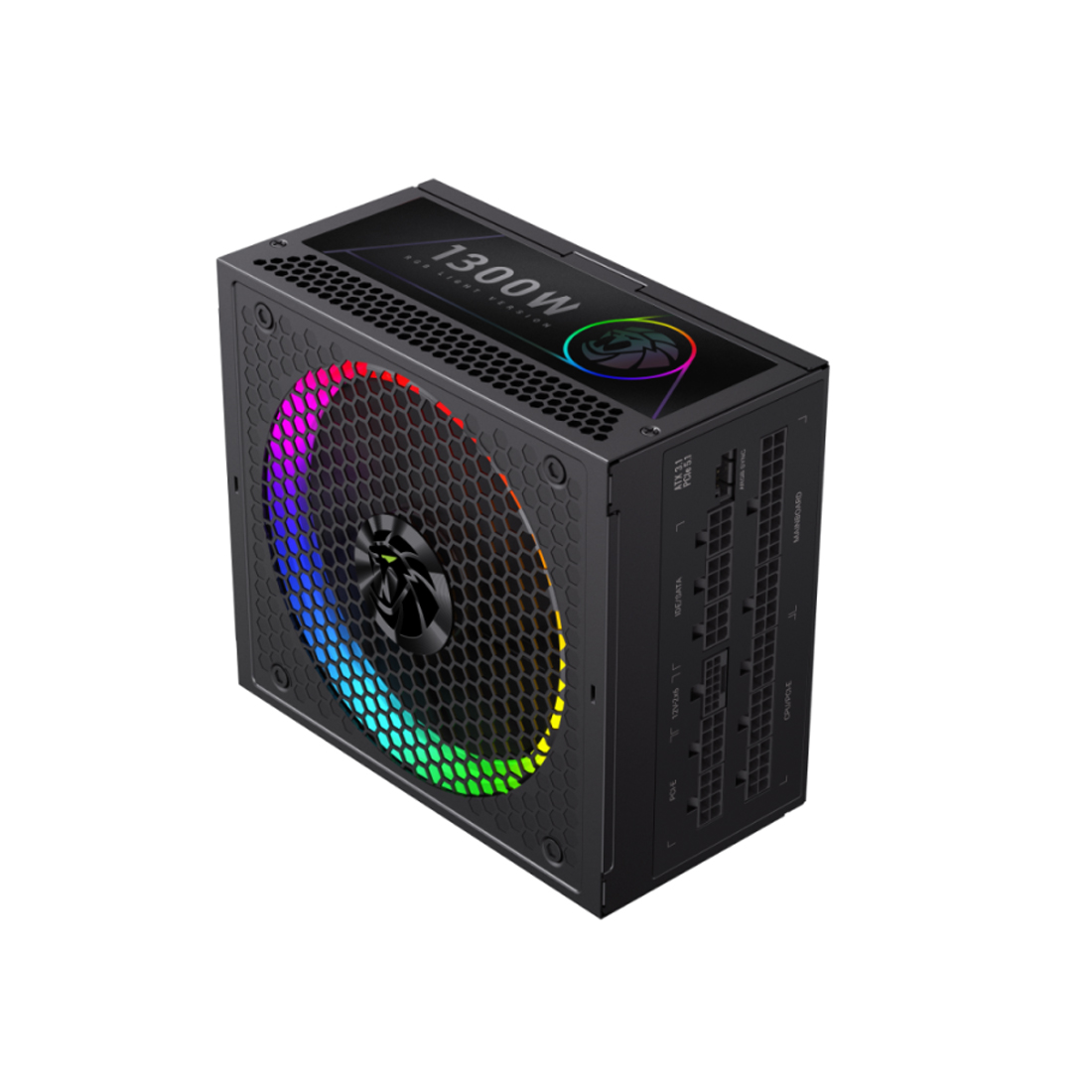 Блок питания, Gamemax, RGB PRO 1300P, 2110-1300B0028, 1300W, Platinum, ATX3.1, APFC, 20+4 pin, 2*4+4pin, 10*Sata, 3*Molex, 4*PCI-E 6+2 pin, 1*PCI-E 12+4pin, Modular, Вентилятор 14см, 165*150*86 см, Черный