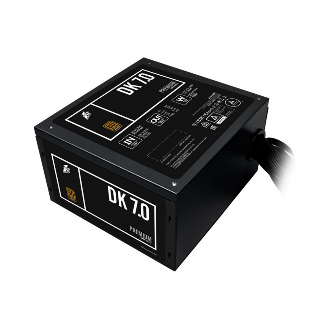 Блок питания, 1STPLAYER, DK PREMIUM PS-700AX, 700W, ATX, APFC, BRONZE, 20+4pin, 2*4+4pin, 6*Sata, 3*Molex, 4*PCI-E 6+2pin, Вентилятор 12см, 14015086 мм, Черный