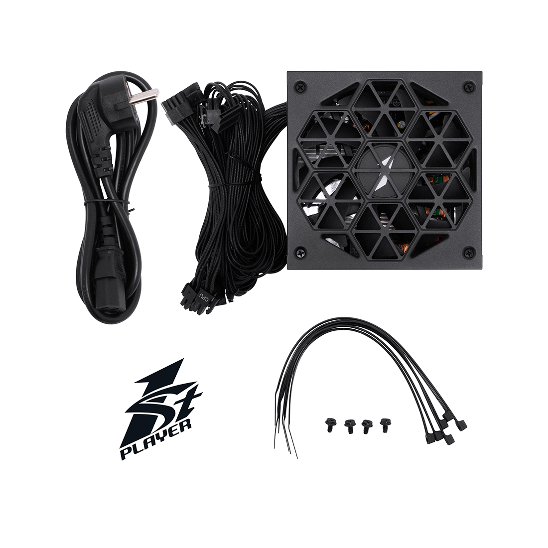 Блок питания, 1STPLAYER, HA 750W BK, 750W, ATX, 80+, APFC, 20+4pin, 2*4+4pin, 4*Sata, 2*Molex, 2*PCI-E 6+2-pin, Non-modular, Вентиялтор 14см, 145х150х86мм, Черный