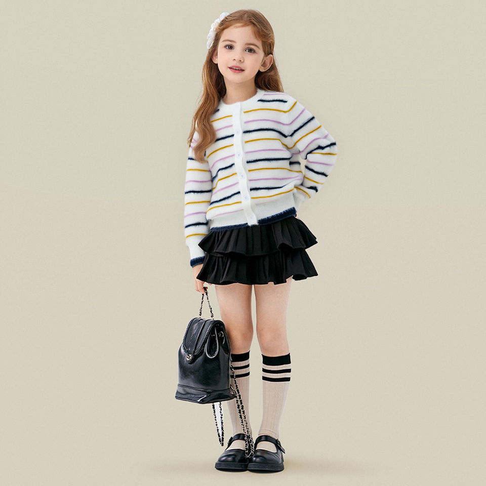 Girls Winter Multi-Striped Cardigan