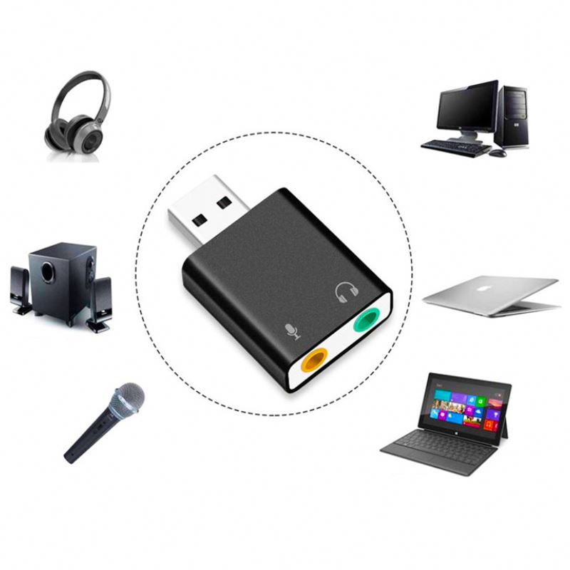 USB 7.1 Wireless Sound Card Live Video Recording Computer External Drive Free Stereo Audio Adapter for Laptop Microphone