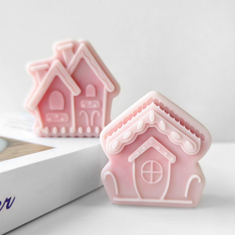 DIY Cartoon House Shape Aromatherapy Candle Silicone Molds Homemade Soap Candle Making Silicone Moulds