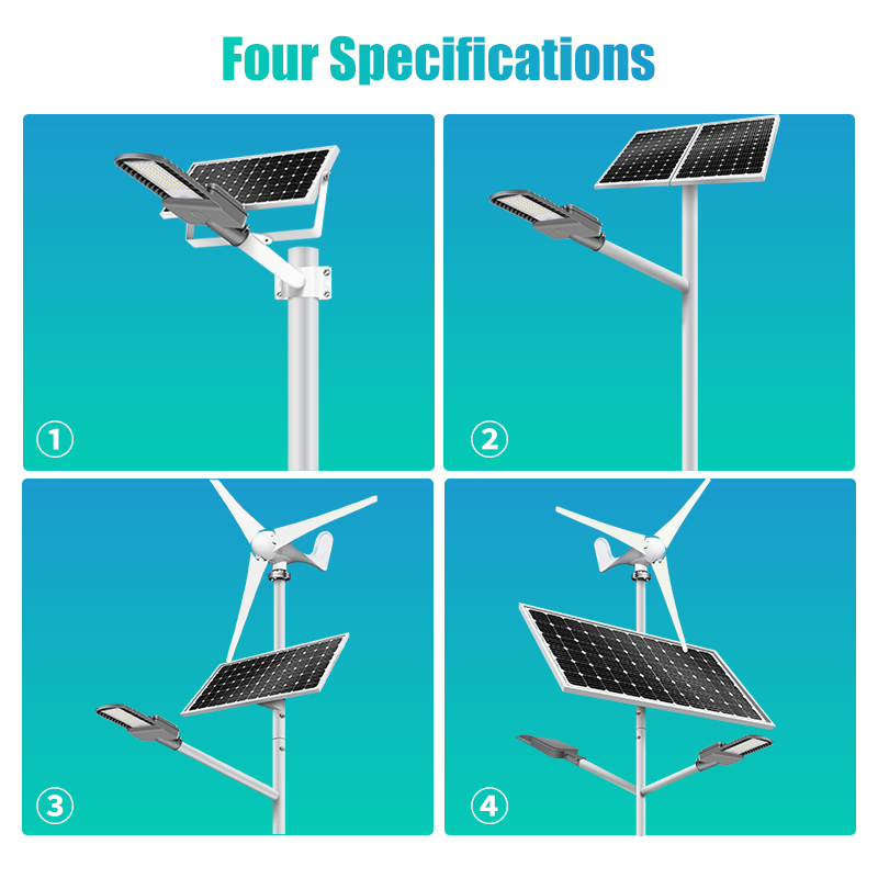 Aluminum Solar Street Light With Wind Turbine Adjustable Hybrid Wind Solar Street Light