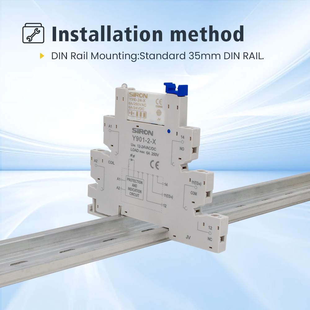 SiRON Y910 Series Push in Screw Type 6A Din Rail Ultra-thin Slim Sealed Relay Module Switch Socket
