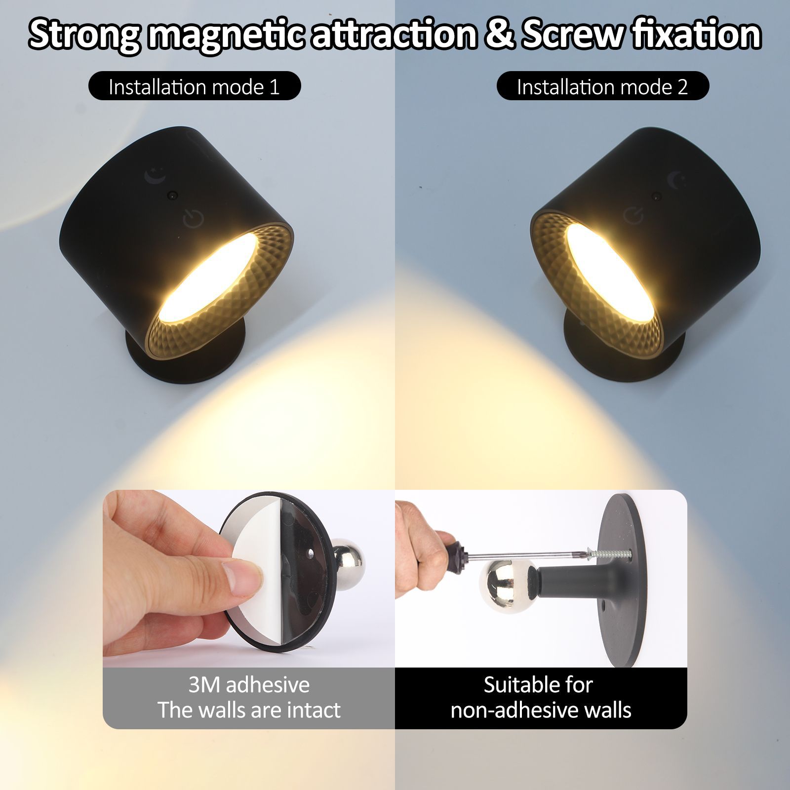 Senya-Pro Wall Mounted Lights Battery Operated 3 Color Temperatures & Dimmable Wall Lamp Magnetic Rotation LED Wall Sconces