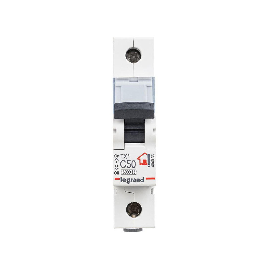 Автоматический выключатель, Legrand, 404033, 1П C50A TX3 6000 6kA