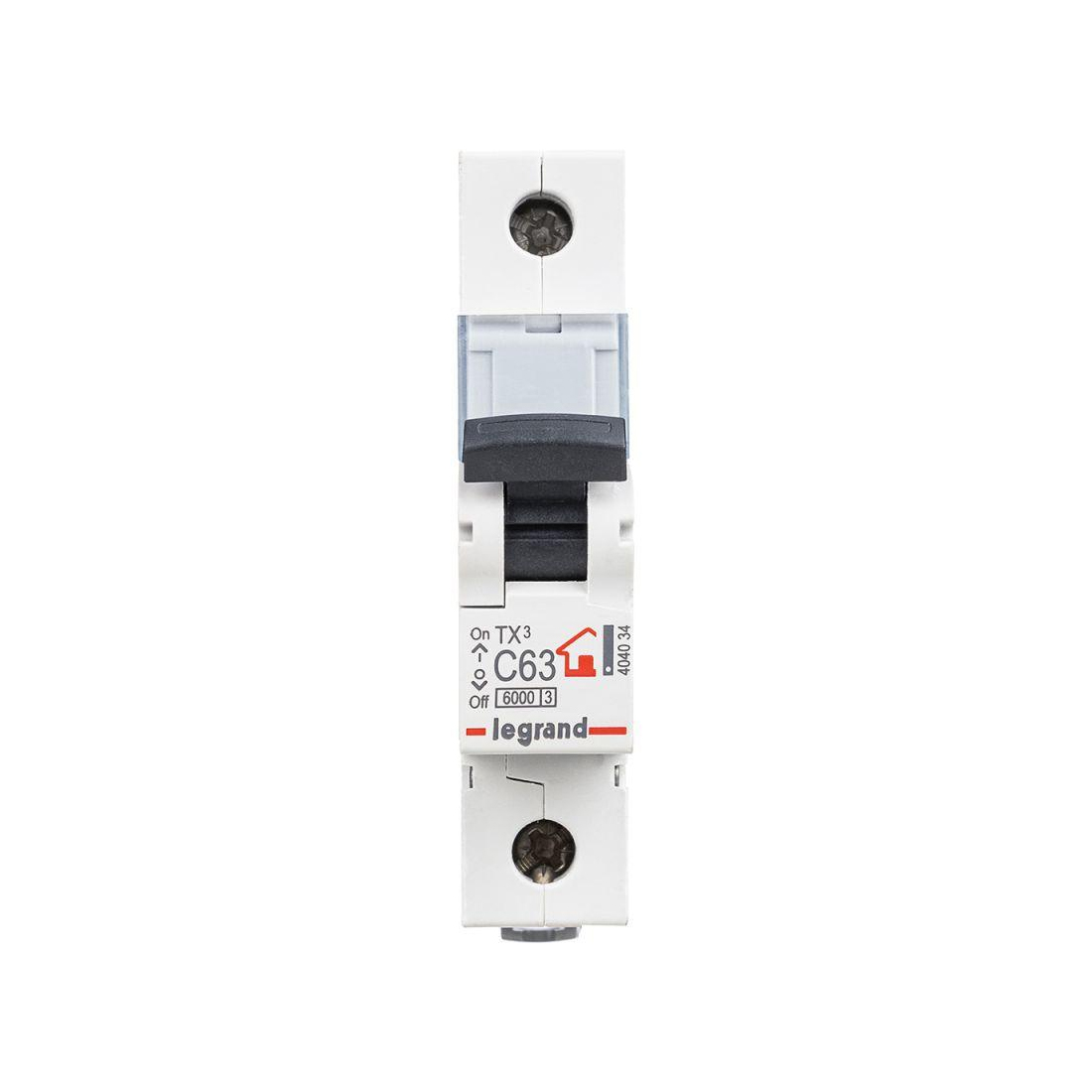 Автоматический выключатель, Legrand, 404034, 1П C63A TX3 6000 6kA