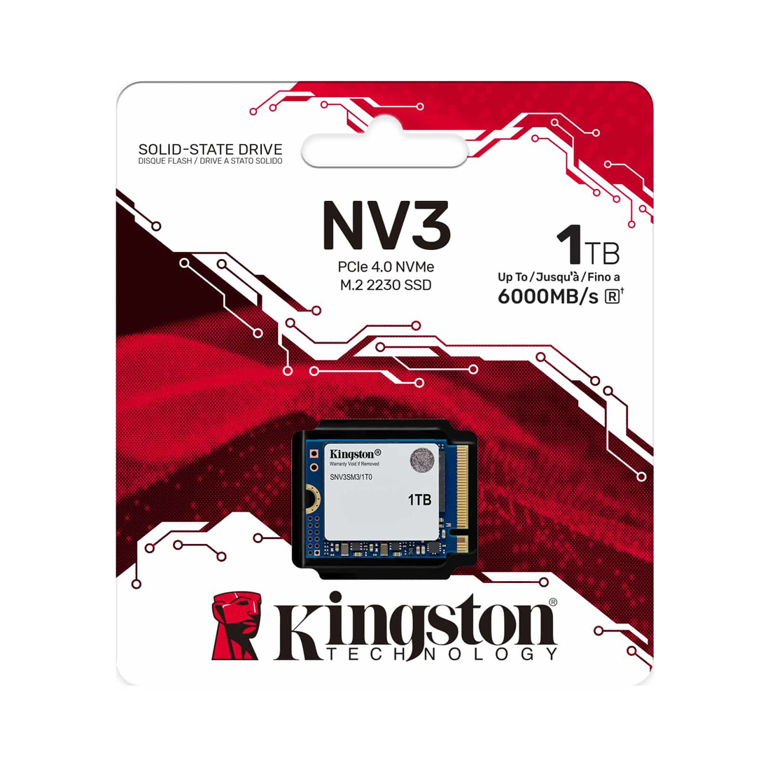 Твердотельный накопитель SSD, Kingston, SNV3SM3/1T0, 1TB, Mini M.2 2230 PCIe Gen4 x4, 6000/4000 Мб/с
