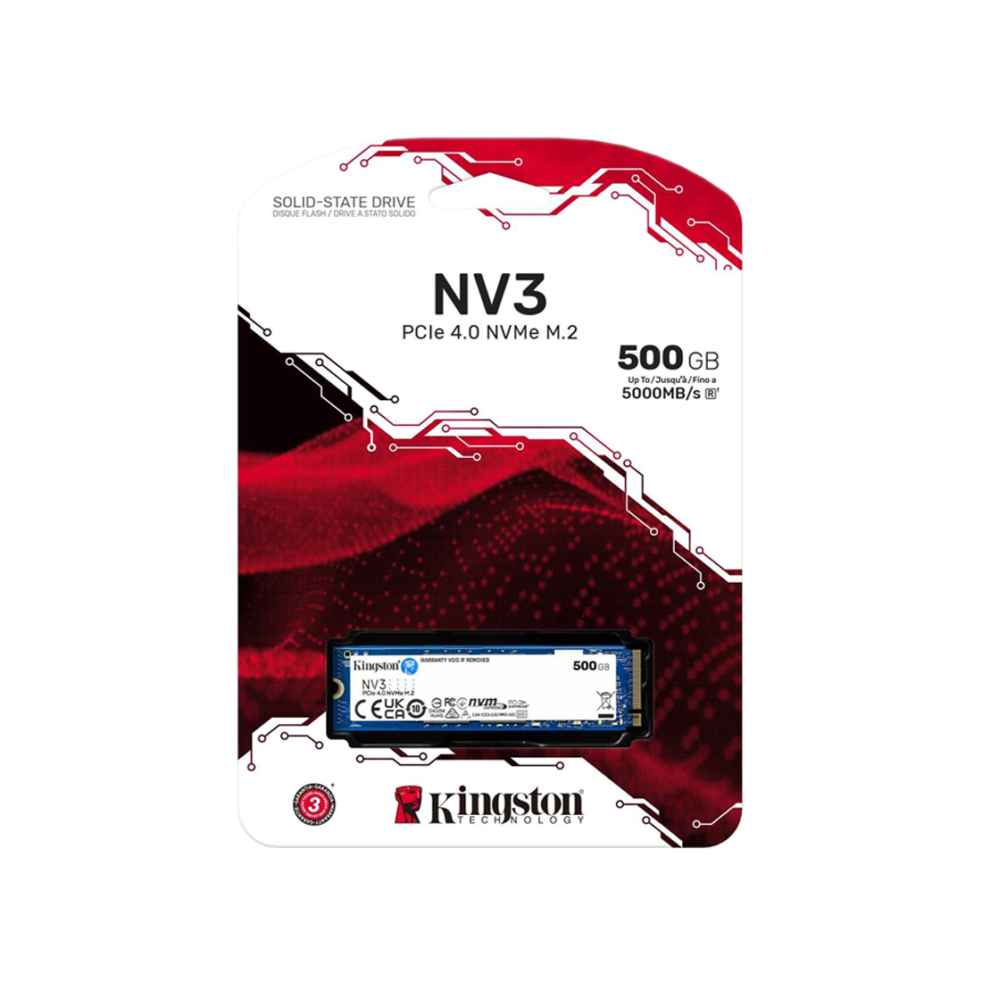 Твердотельді накопитель SSD Kingston NV3 SNV3S/500G, 500GB, M.2 NVMe PCIe 4.0x4