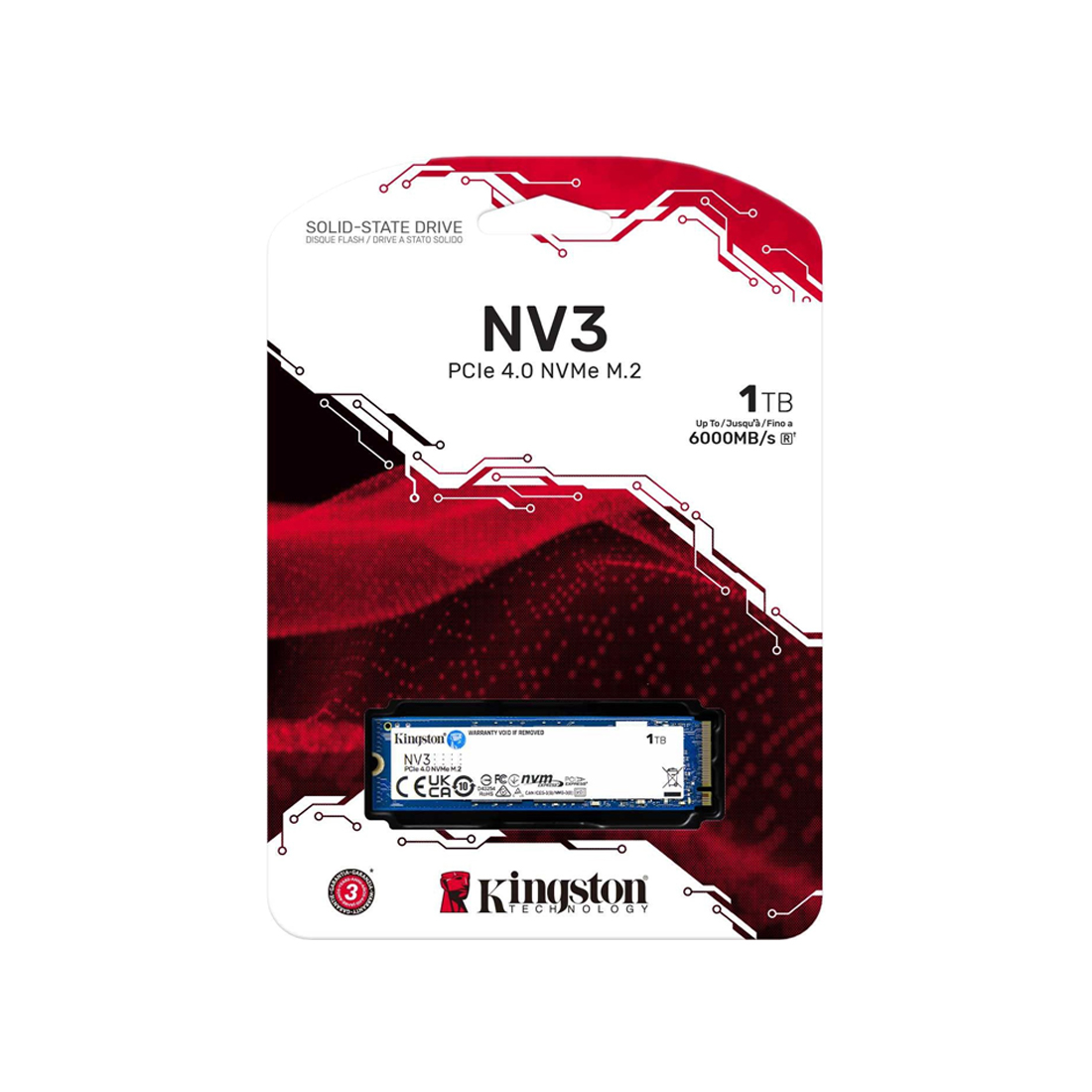 Твердотельный накопитель SSD Kingston NV3 SNV3S/1000G 1000GB M.2 NVMe PCIe 4.0x4