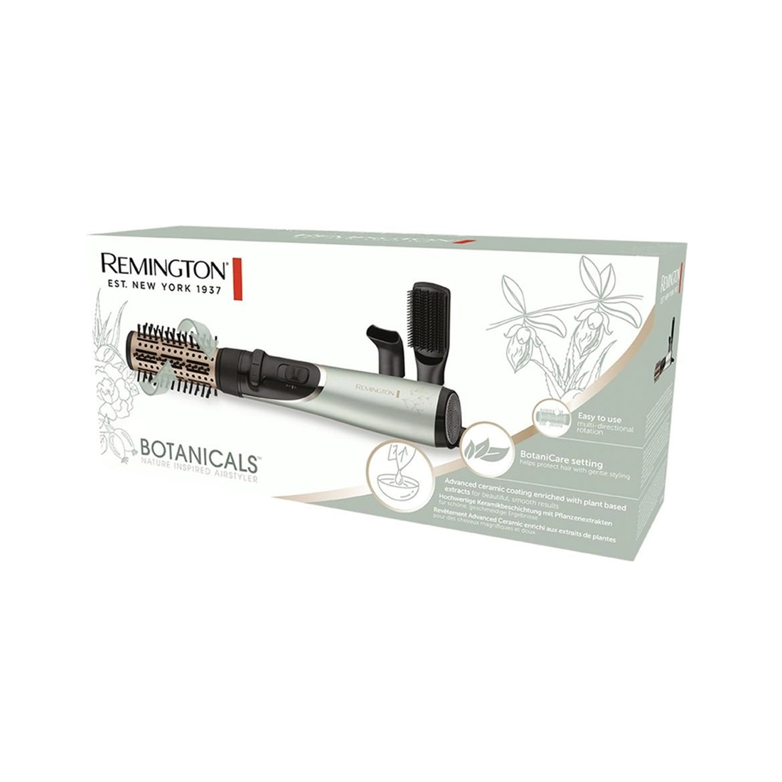 Фен-щетка, Remington, AS5860, Механическое управление, 2 температурных режимов, 2 скоростных режимов, Керамика, Ионизация, Длина шнура 3м, Мятный, Черный