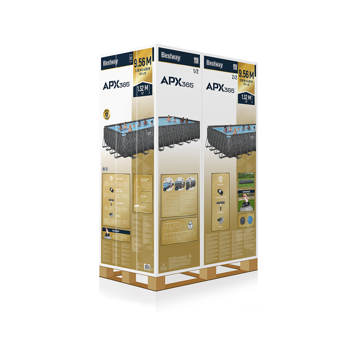 Каркасный бассейн APX 365 956 x 488 x 132 см, BESTWAY