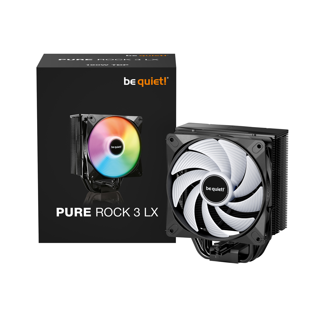 Кулер для процессора,Bequiet!, Pure Rock 3 XL, BK040, Intel: 1700/1200/2066/1150/1151/1155, AMD: AM5/AM4, TDP 190W, Light Wings LX 120mm PWM, 2000 об/м, 61.8/105.1 CFM, 12.4 / 24.4 / 31.2 dB(A), 4pin PWM, 71x124x154мм, Черный