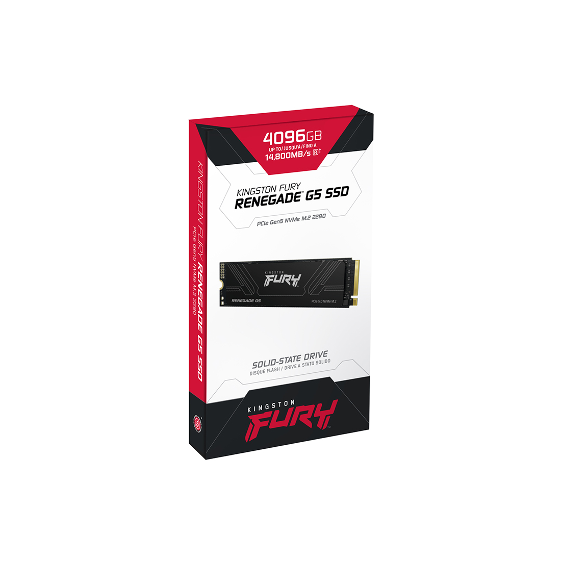 Твердотельный накопитель SSD, Kingston, FURY Renegade G5 SFYR2S/4T0, 4096GB, M.2 NVMe PCIe 5.0x4, 14800/14000Мб/с