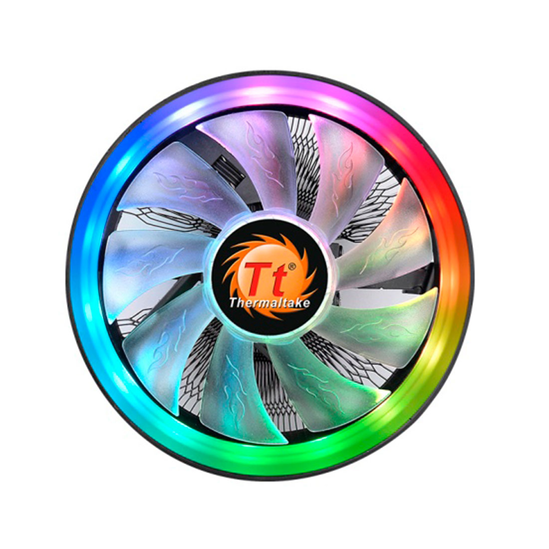 Кулер для процессора,Thermaltake, UX 100 ARGB Lighting CPU, CL-P064-AL12SW-A, Intel LGA 1700/1200/1156/115x/775 и AMD AM5/AM4/FM2/FM1/AM3+/AM3/AM2+/AM2, TDP 65W, ARGB 120мм вентилятор, 1800 об/м, 38.89 CFM, 26,9 dB(A), 4pin, 122,3х122,3х66,1мм, Чёрный