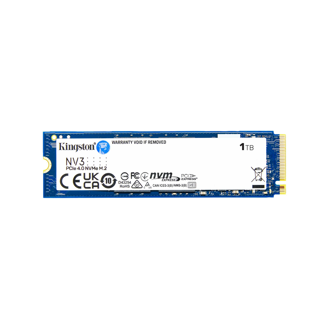 Твердотельный накопитель SSD, Kingston, NV3 SNV3S/1000GBK, 1000GB, M.2 NVMe PCIe 4.0x4, 6000/4000Мб/с, BULK (15 шт в упаковке)