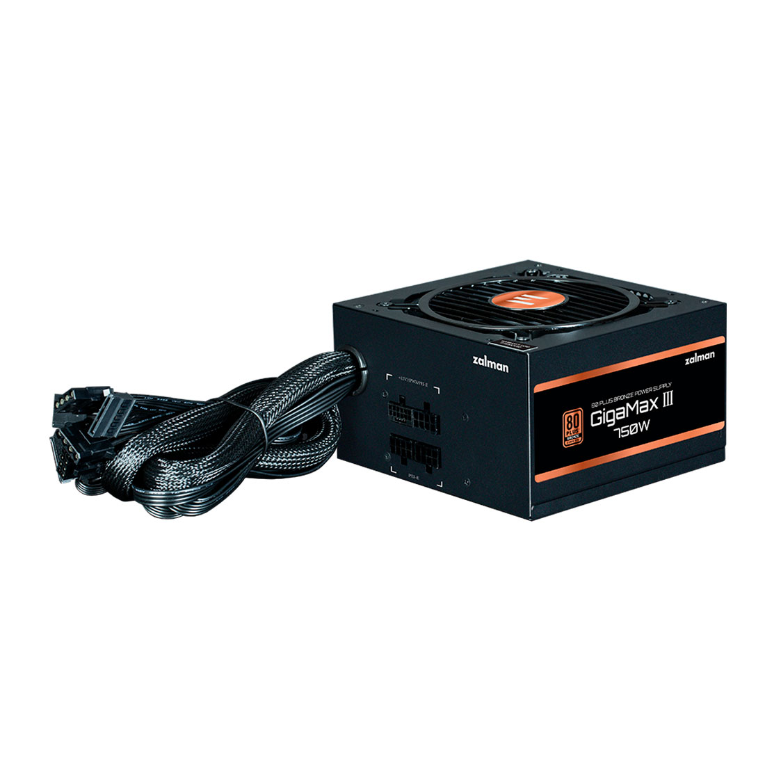 Блок питания, Zalman, ZM750-GV3, 750W, Bronze, ATX3.1, APFC, 20+4 pin, 2*4+4pin, 6*Sata, 3*Molex, 4*PCI-E 6+2 pin, 1*PCI-E 12+4pin, Вентилятор 12см, 150*140*86 мм, Черный