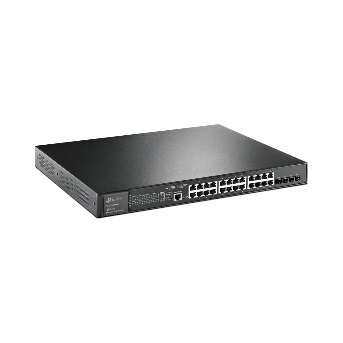 Коммутатор, TP-Link, SG3428XMP, JetStream, управляемый L2+, 24 порта 10/100/1000T, 4 SFP+ слота 10GE, PoE+ бюджет 384Вт