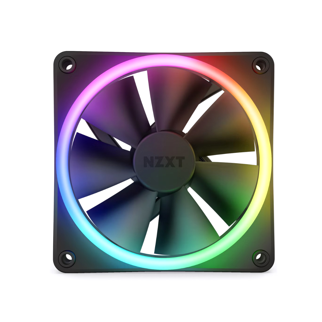 Кулер для компьютерного корпуса, NZXT, F120 RGB DUO, RF-D12SF-B1, RGB LED, 500-1800 ± 300 об/мин, 48.58 CFM, 29 dB(A), 4-pin PWM, 120 х 120 х 25мм, Черный