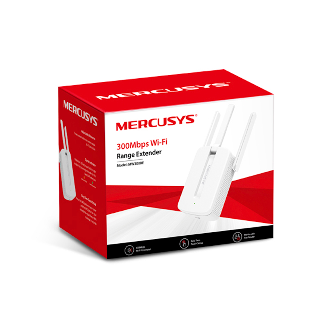 Усилитель Wi-Fi сигнала, Mercusys, MW300RE, 300 мбит/с, 3 внешние антенны