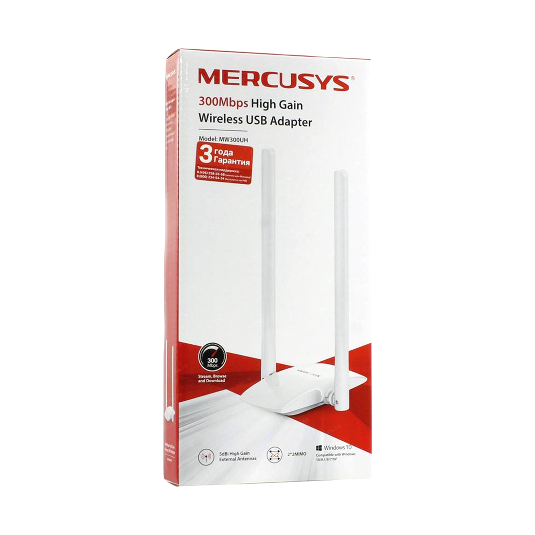 USB-адаптер, Mercusys, MW300UH, Wi-Fi USB адаптер высокого усиления