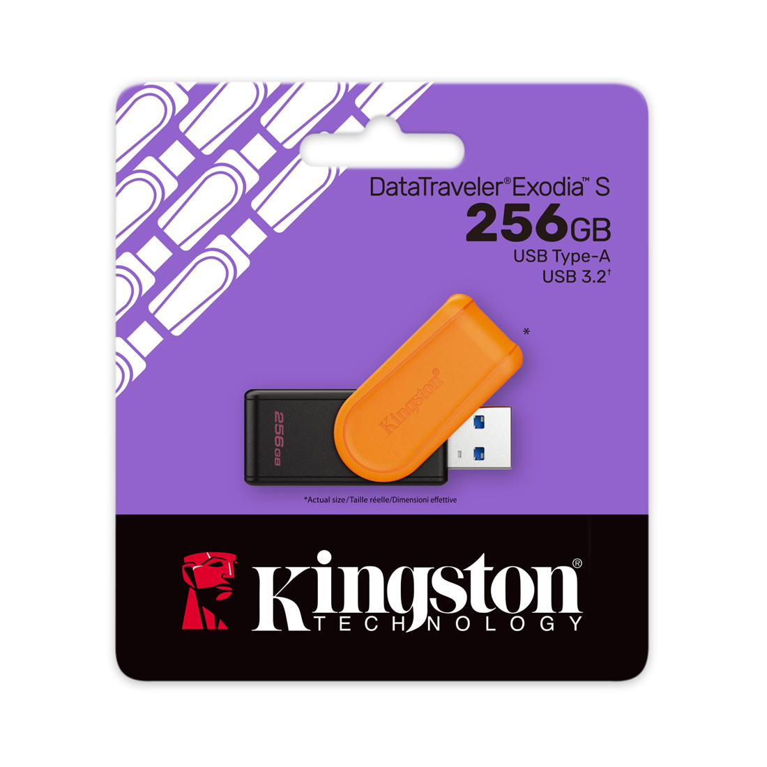 USB-накопитель, Kingston, DTXS/256GB, 256GB, USB 3.2, Оранжевый