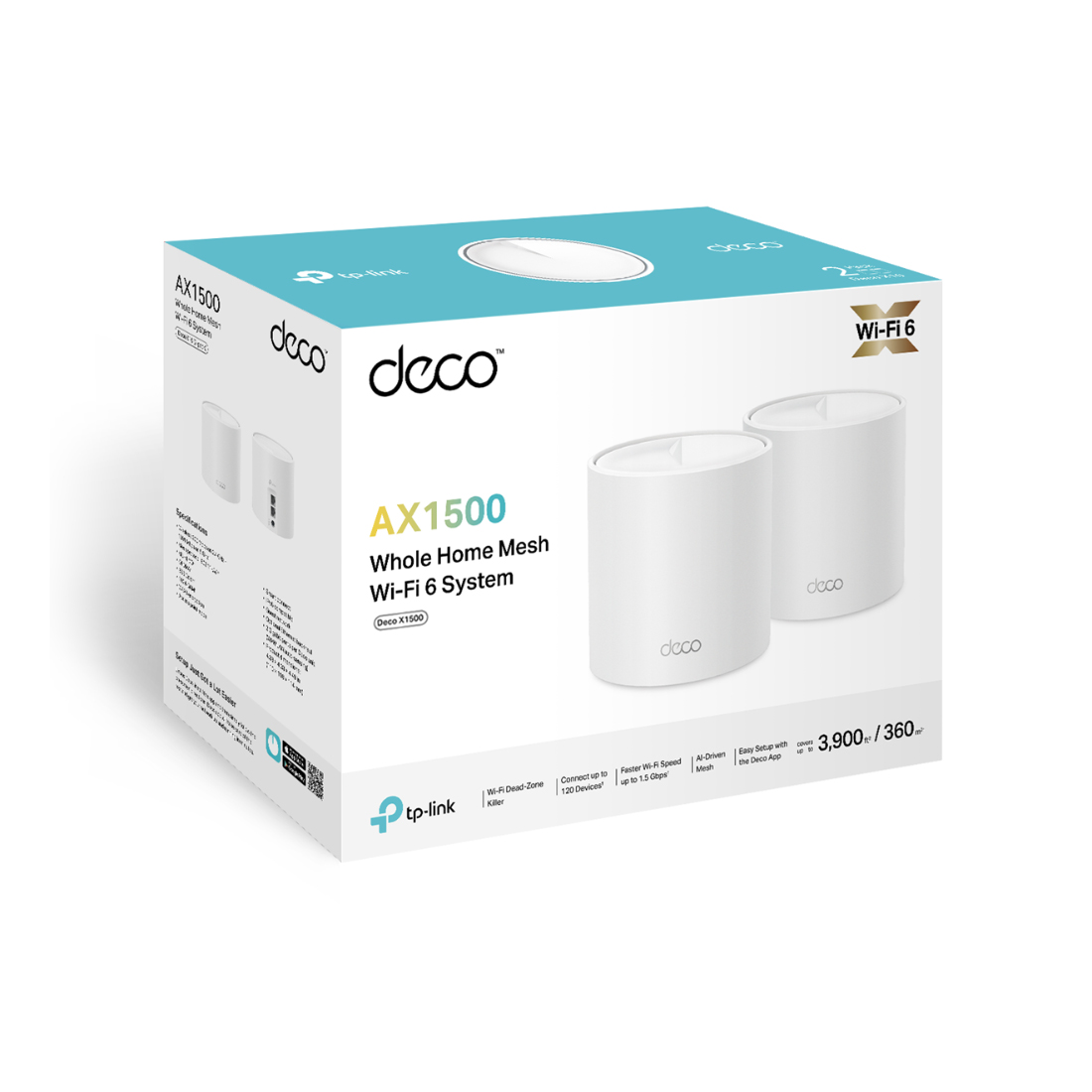 Үйдегі Mesh-Wi-Fi 6 TP-Link Deco X1500 (2-pack)