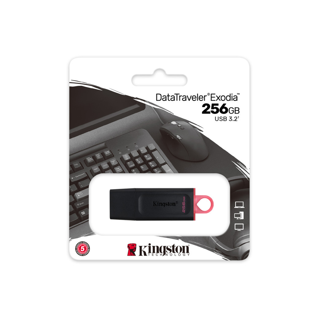 USB-накопитель, Kingston, DTX/256GB, 256GB, USB 3.2, Чёрный
