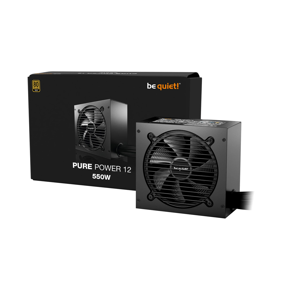 Блок питания, Bequiet!, BP001EU, Pure Power 12, 550W, Gold, ATX3.1, APFC, 20+4 pin, 1*4+4pin, 5*SATA, 1*Molex, 2*PCI-E 6+2 pin, 1*PCI-E 12+4pin, Вентилятор 12см, 160*86*150 см, Черный