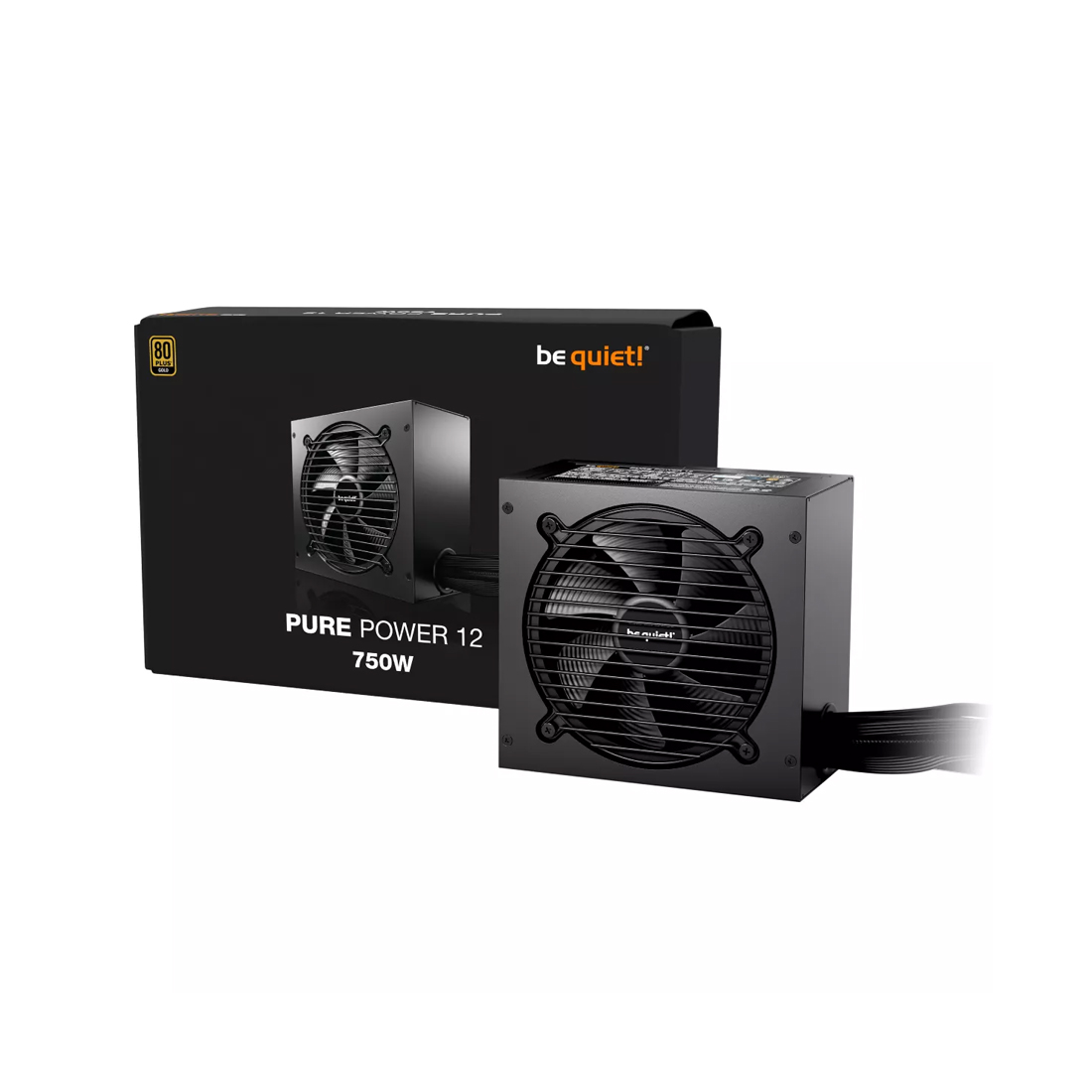 Блок питания, Bequiet!, BP003EU, Pure Power 12, 750W, Gold, ATX3.1, APFC, 20+4pin, 1*4+4pin, 1*8pin, 6*SATA, 1*Molex, 3*PCI-E 6+2 pin, 1*PCI-E 12+4pin, Вентилятор 12см, 160*86*150 см, Черный