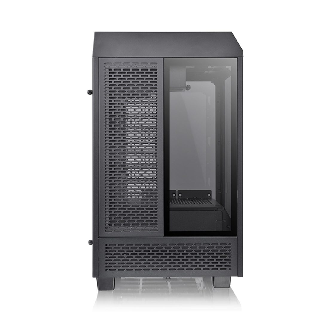 Компьютерный корпус, Thermaltake, The Tower 100, CA-1R3-00S1WN-00, Mini Tower, Mini-ITX, USB 3.2 (Gen 2) Type-C*1, USB 3.0*2, 2*120 мм, Максимальная длина видеокарты 330мм, Максимальная высота процессорного кулера 190мм, 2*2,5"/2*3,5", Сталь, Закаленное стекло*3, 462.8*266*266мм, Без Б/П, Чёрный