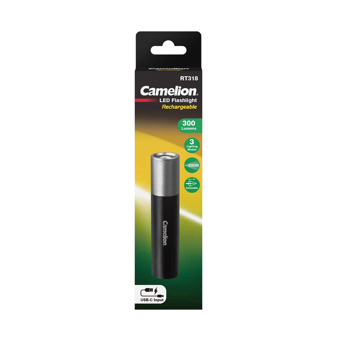 Перезаряжаемый фонарик Camelion RT318-CBH 3W 300 Лм чёрный